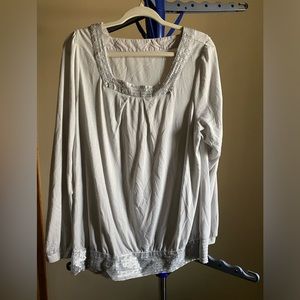 a.n.a. woman sequin trim square neck top